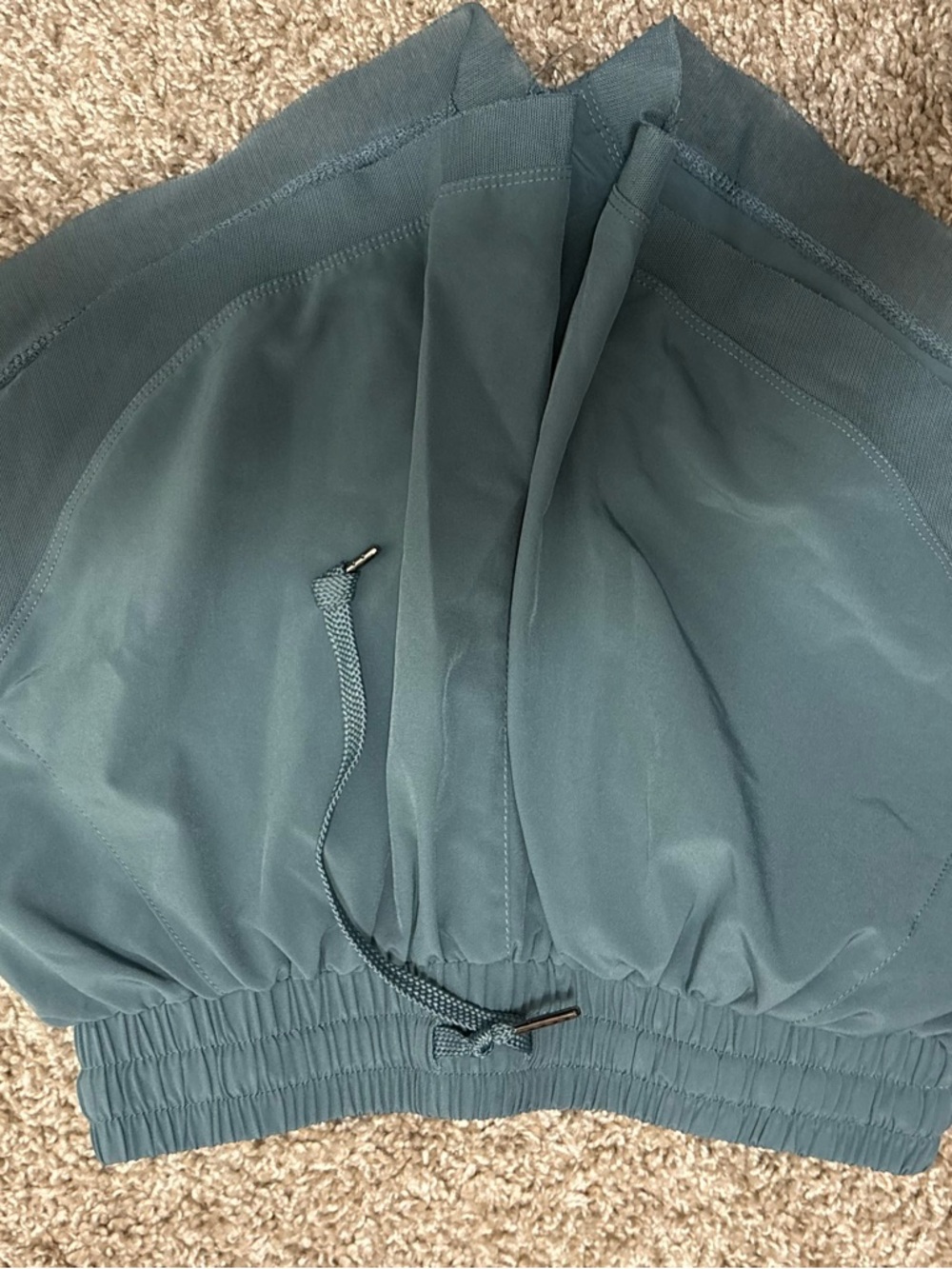 Dusty Teal Drawstring Crop Top